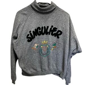 Singulier Vintage 1992 Embroidered Sweatshirt Unisex M Made in France Ski & Surf
